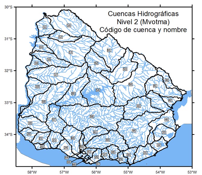 Mapa cuencas hidrográficas uruguay