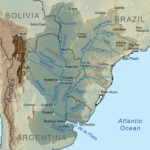 Mapa de Cuenca del Plata físico con sus principales ríos