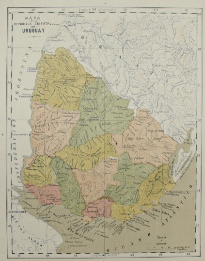 Mapa Uruguay político 1875