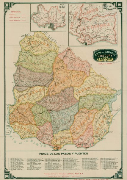 Mapa caminos Uruguay 1900