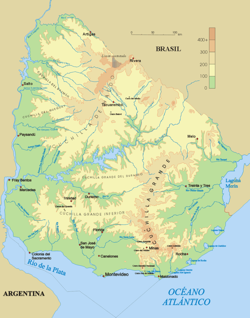 Mapa relieve Uruguay