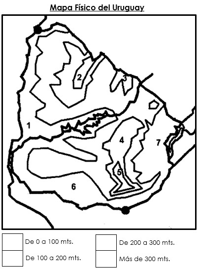Mapa relieve Mudo Uruguay