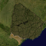 Mapa satelital y político de Uruguay