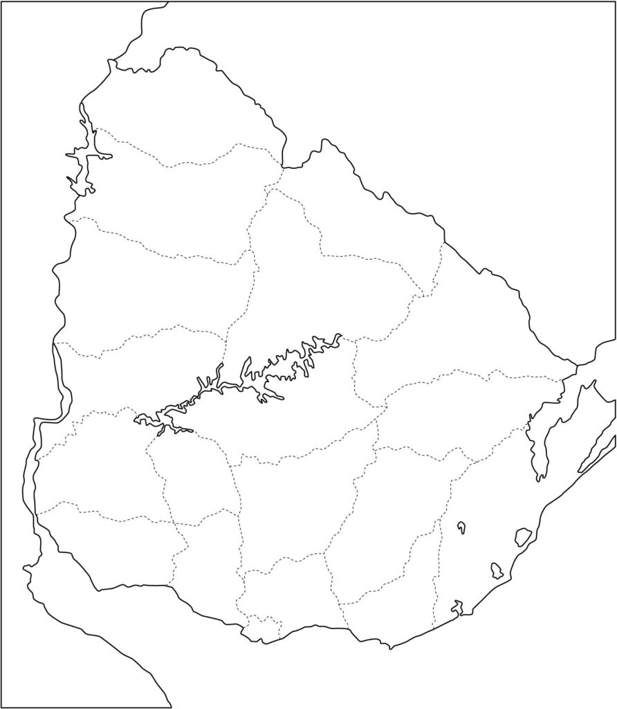 Mapa de Uruguay politico mudo