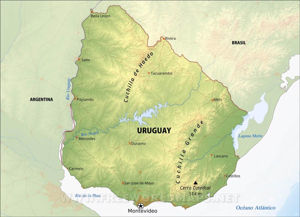 Mapa satelital Uruguay