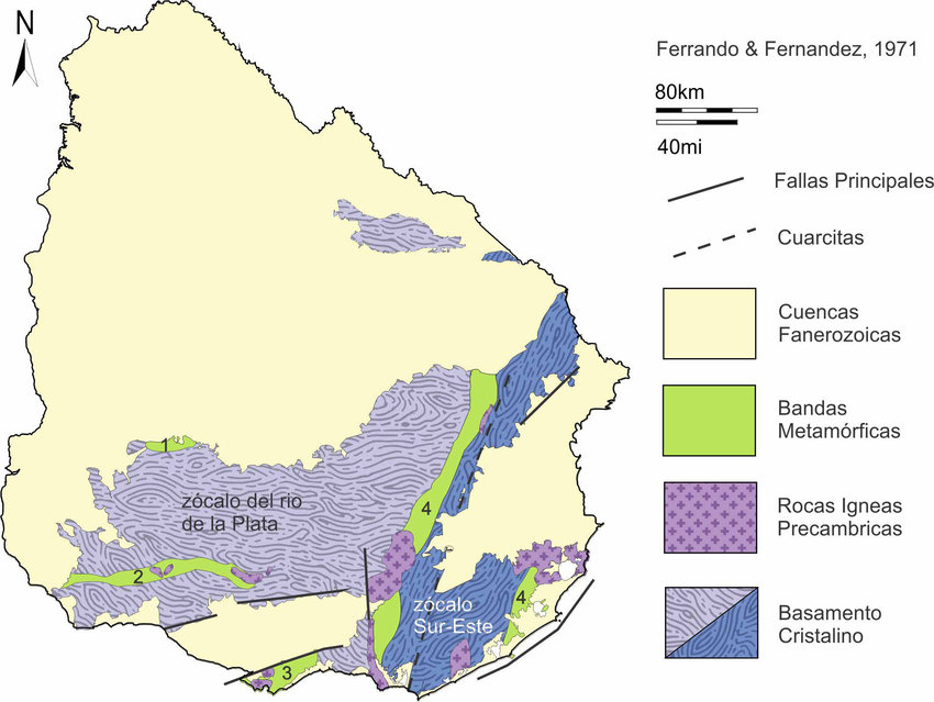 Uruguay geológico mapa