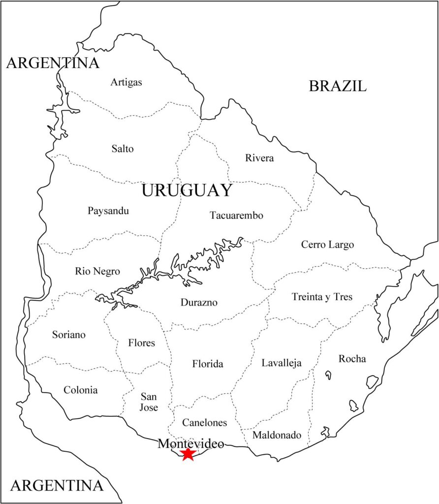Mapa departamentos Uruguay